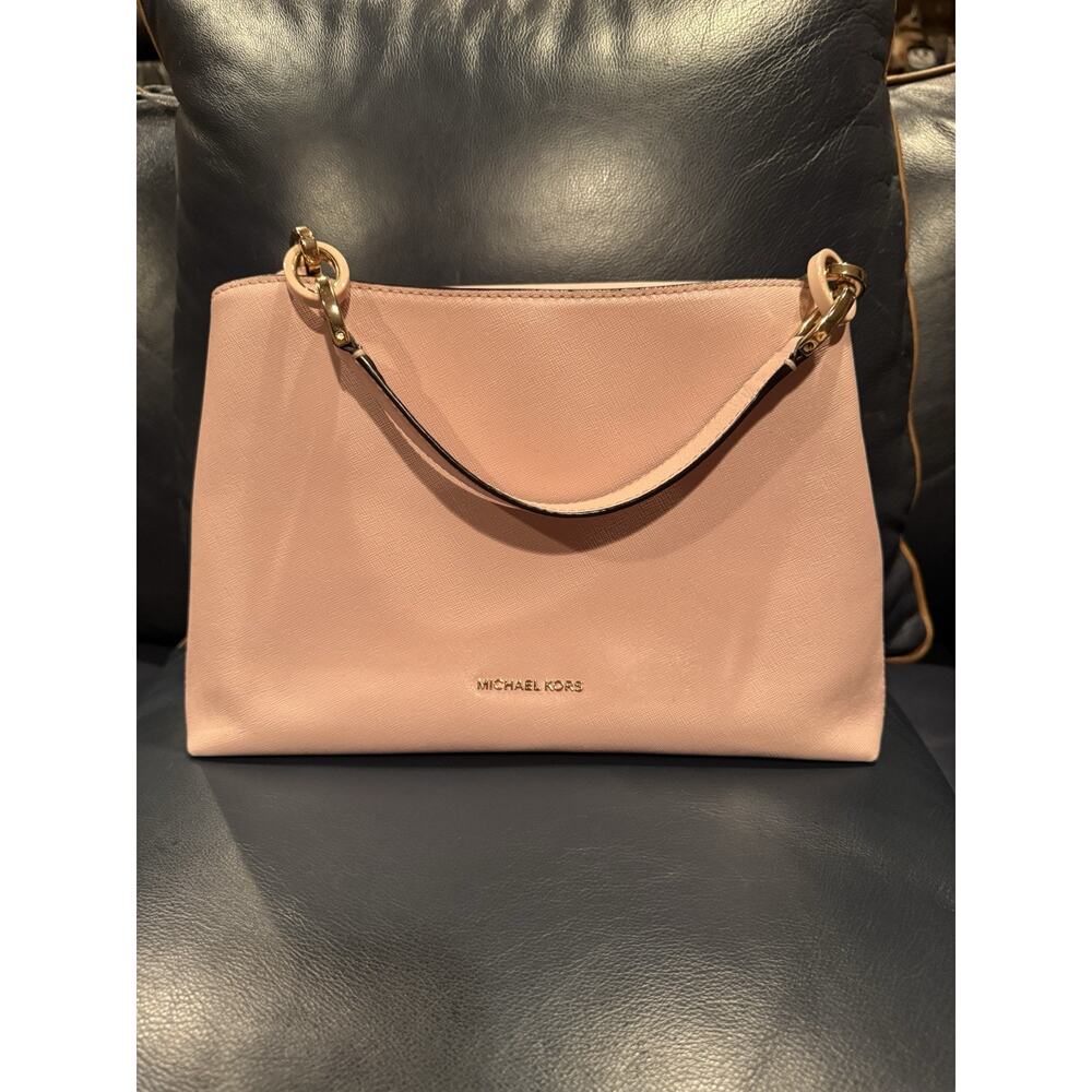 Michael Kors Sofia Portia Large Satchel Leather Bag Pink Blossom/gold
